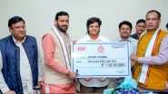 Haryana Chief Minister Nayab Singh Saini Gives INR 1.50 Crore Cheque to Indian Cricketer Shafali Verma (Watch Video) Haryana Chief Minister Nayab Singh Saini Gives INR 1.50 Crore Cheque to Indian Cricketer Shafali Verma (Watch Video)