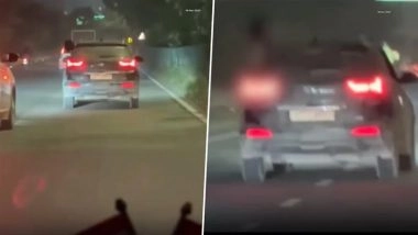 Lucknow Shocker: Woman Seen Dancing Naked From Moving Car Window on Shaheed Path, Video Goes Viral