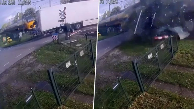 Netherlands Train Crash: High-Speed Train Smashes Into Lorry at Level Crossing in Meteren, 5 Injured; Video Surfaces