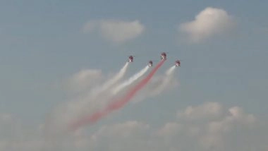 93rd Air Force Day Celebrations: Tejas and Rafale Dazzle in Grand IAF Flypast Over Brahmaputra in Guwahati (Watch Videos)