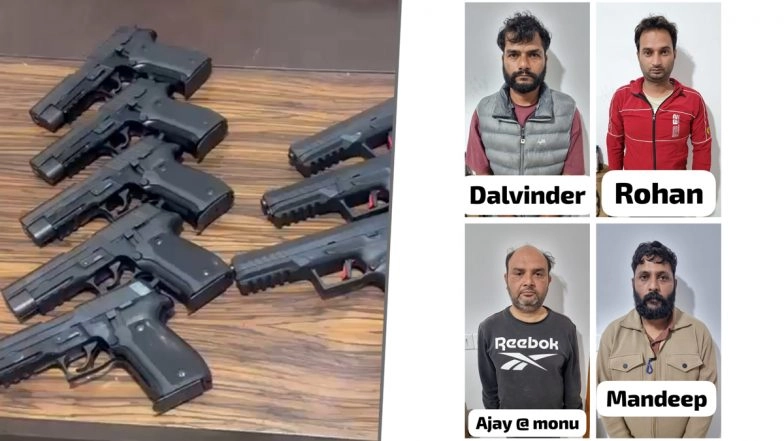 Pakistan ISI-Linked Arms Smuggling Racket Busted in Delhi; 4 Arrested With Weapons Made in Turkey and China (See Pics and Video)