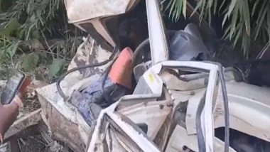 Tripura Accident: Passenger Train Collides With Pick-Up Van Near SK Para Railway Station in Dhalai, Multiple Deaths Suspected (Watch Video)