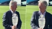 Steve Waugh Collects Waterford Crystal Ashes Trophy at SCG as Iconic Silverware Arrives by Helicopter Ahead of Ashes 2025-26 Pre-Season Tour in Australia (Watch Video)