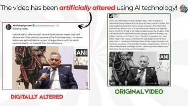 Did CDS Gen Anil Chauhan Really Claim NDA Won Bihar Because of ‘Trishul’ Exercises and Call for ‘Dharam Yudh’ To Remove Muslims and Non-Hindus From Indian Army? PIB Fact Check Debunks AI-Generated Video