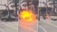 California: Cyclist Turns Into Fireball After Colliding With Speeding Car’s Fuel Tank in Salinas; Horrifying Video Shows Bystanders Rushing to Save Him California: Cyclist Turns Into Fireball After Colliding With Speeding Car’s Fuel Tank in Salinas; Horrifying Video Shows Bystanders Rushing to Save Him