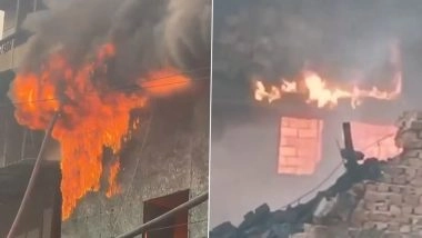 Delhi Fire: Massive Blaze Erupts in Wazirpur Industrial Area, 15 Fire Tenders Rushed to Spot (Watch Video)