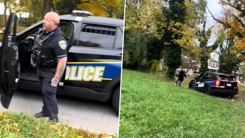 US Shocker: Cop Chases, Tries To Run Over Man Before Crashing Into House in Baltimore; Suspended After Video Goes Viral