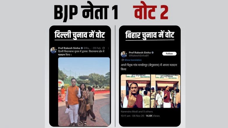 Bihar Assembly Elections 2025 Phase 1 Polling: Congress Accuses Former BJP MP Rakesh Sinha of Voting Twice in Delhi and Bihar, Shares Photo