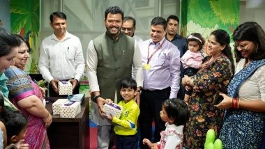 Delhi: Civil Aviation Minister Rammohan Naidu Inaugurates Crèche Facility at Udaan Bhawan (See Pics)