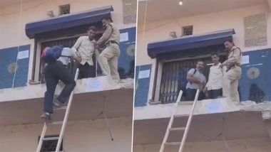 Odisha: Customers, Staff Forced To Use Ladder To Reach SBI Branch After Its Entrance Gets Razed in Anti-Encroachment Drive (Watch Video)
