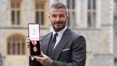 Former England Captain Sir David Beckham Receives Knighthood at Windsor Castle (Watch Video)