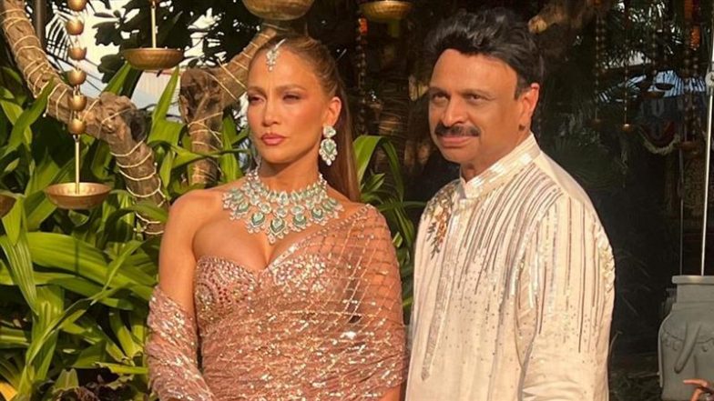 Jennifer Lopez Serves Desi Glam in Custom Manish Malhotra Saree at Netra Mantena and Vamsi Gadiraju’s High-Profile Wedding in Udaipur (See Pic)