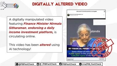 Did Nirmala Sitharaman Promote Investment Platform Promising INR 15 Lakh Monthly Income on INR 21,000? PIB Fact Check Debunks Digitally Altered Fake Video