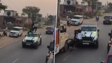 Nuh Horror Averted: Truck Stops Just in Time as 3 Men Flung Off Moving Thar in Haryana, Video Goes Viral