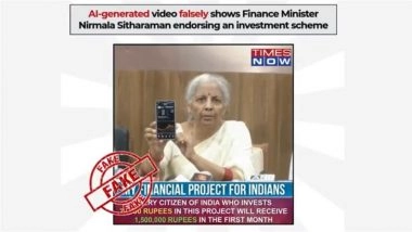 Did Nirmala Sitharaman Promote Investment Scheme Promising INR 1.5 Lakh in a Month on Investment of INR 21,000? PIB Fact Check Debunks Digitally Altered Fake Video