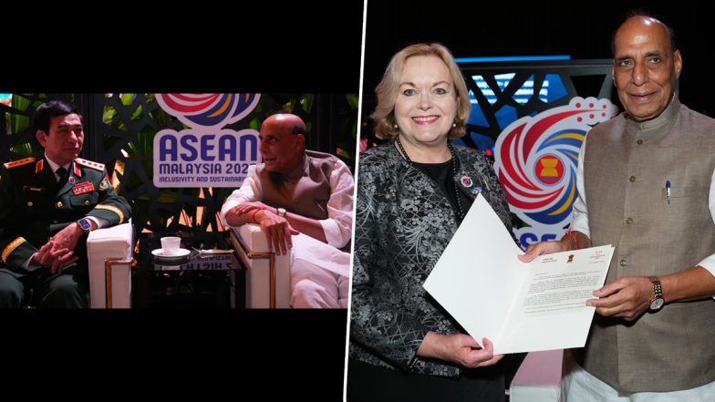Defence Minister Rajnath Singh Meets Counterparts of New Zealand, South Korea, Vietnam on ADMM-Plus Sidelines (See Pics)