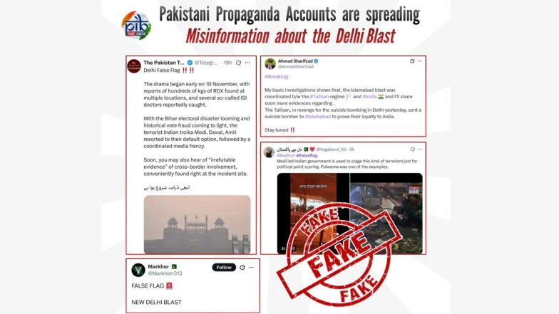 Was the Delhi Red Fort Blast a ‘False-Flag’ Operation? PIB Fact Check Debunks Fake Claims by Pakistani Propaganda Account