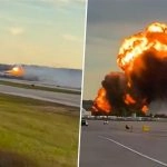 Kentucky Plane Crash: UPS MD-11 Cargo Plane Carrying 280,000 Gallons of Fuel Crashes and Bursts Into Flames Seconds After Takeoff From Louisville Airport, Killing at Least 3; Videos Surface