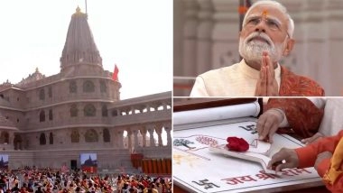 Ram Mandir ‘Dharma Dhwaj’ Ceremony: PM Narendra Modi, RSS Chief Mohan Bhagwat Hoist Saffron Flag Atop Ayodhya Ram Temple’s Shikhar (Watch Video)