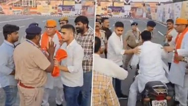 BJP MLA Saurabh Srivastava Pushes RPF Jawan After Being Stopped From Entering Varanasi Station With Supporters During PM Narendra Modi’s Visit, Video Surfaces