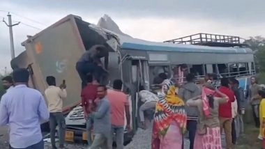Rangareddy Bus Accident: 20 Die After Tipper Lorry Collides With Bus on Hyderabad-Bijapur Highway, Passengers Crushed and Buried Under Gravel