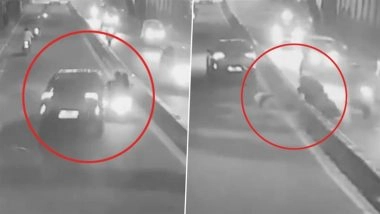 Murder Attempt Caught on Camera in Bengaluru: Couple and Son Injured As Speeding Car Deliberately Hits 2-Wheeler on New BEL Road; Driver Arrested After CCTV Video Surfaces
