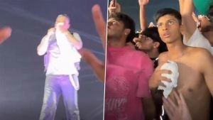 ‘Tauba Tauba’ Singer Karan Aujla’s Calm Reaction Wins Hearts After Fan Throws T-Shirt at Him During 2025 Rolling Loud India Performance in Navi Mumbai (Watch Video)