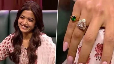 ‘They’re Very Important Rings’: Rashmika Mandanna Finally Shows Off Her Engagement Ring; Blushes As Host Teases Her About Vijay Deverakonda on Talk Show (Watch Video)