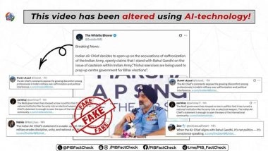 Did IAF Chief Marshal AP Singh Link ‘Trishul’ Exercise to Bihar Assembly Elections 2025? PIB Fact Check Debunks Fake AI-Generated Video Circulated by Pakistani Propaganda Handles