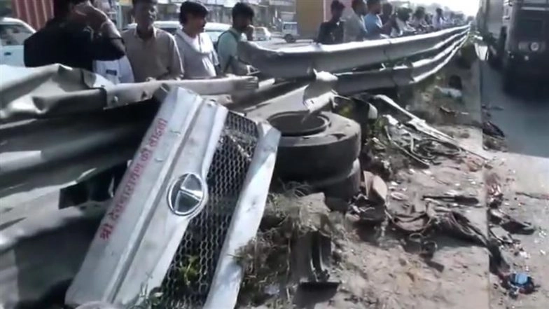 Jaipur Road Accident: 10 Killed, Multiple Injured After Drunk Truck Driver Rams Into Vehicles in Rajasthan (Watch Video)