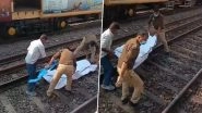 UP Train Accident: 4 People Mowed Down by Netaji Express 12311 While Trespassing Main Line at Chunar Railway Station (Watch Videos)