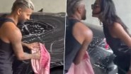 Hardik Pandya Gets a Kiss From Girlfriend Mahieka Sharma, As They Wash His Black Lamborghini Urus Car Together; Lovebirds&rsquo; Romantic Video Goes Viral &ndash; WATCH