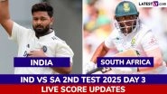 SA 26/0 at Stumps (Lead by 314 Runs) | India vs South Africa 2nd Test 2025 Day 3 Highlights: Low Light Ends Day Early, Proteas in Cruise Control