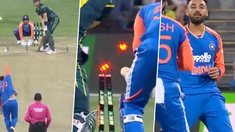 Bowled! Varun Chakaravarthy Bamboozles Mitch Owen For Golden Duck With a Stunning Delivery During IND vs AUS 3rd T20I 2025 (Watch Video)