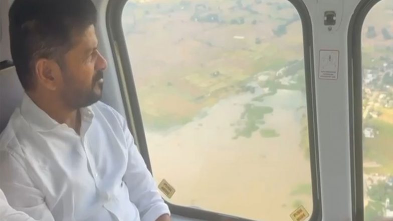 India News | CM Revanth Reddy Conducts Aerial Survey of Flood-affected Areas in Warangal District, Announces Relief