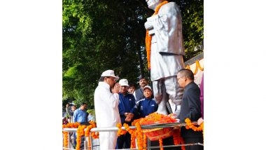 India News | Uttarakhand: CM Dhami Pays Floral Tribute to Sardar Vallabhbhai Patel on the Occasion of His 150th Birth Anniversary
