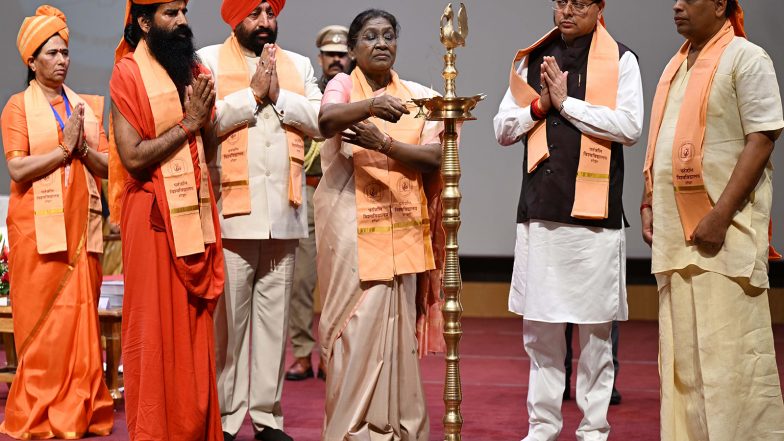 India News | President Droupadi Murmu Graces Convocation Ceremony of University of Patanjali in Haridwar