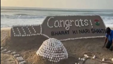 India News | Artist Creates Sand Sculpture at Puri Beach to Celebrate Indian Women's Cricket Team's World Cup Win