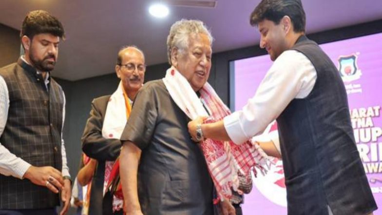 India News | Jyotiraditya Scindia Confers Bharat Ratna Dr. Bhupen Hazarika National Awards Celebrating Cultural Harmony in Bhupen Da's Centenary Year