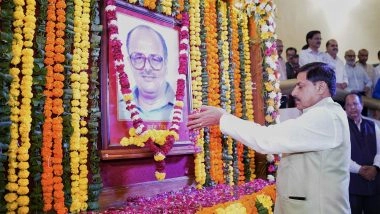 India News | MP CM Mohan Yadav Pays Floral Tribute to Former CM Arjun Singh on His Birth Anniversary