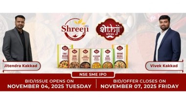 Business News | Shreeji Global FMCG Limited Announces INR 85 Crore IPO Closing on November 7th, 2025
