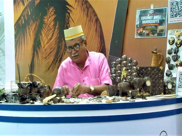 India News | Artisan Vijaydatta Lotlikar Showcases Coastal Handicrafts at Bharat Parv
