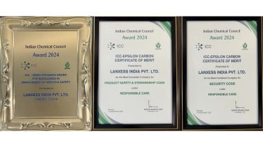 Business News | LANXESS India Recognized with Three Prestigious Honors by the Indian Chemical Council