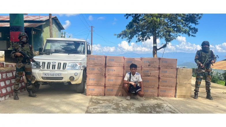 India News | Assam Rifles Seizes Contraband Cigarettes Worth Rs 52 Lakh in Mizoram's Champhai