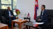 World News | Indian Ambassador Makes Courtesy Call on Nepal Home Minister, Discuss About Assistance for March Election