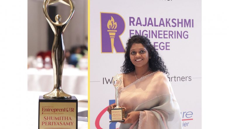 Business News | Food Buddies CEO, Shumitha Periyasamy Bags CII's EntreprenHer Award 2025 for Innovation