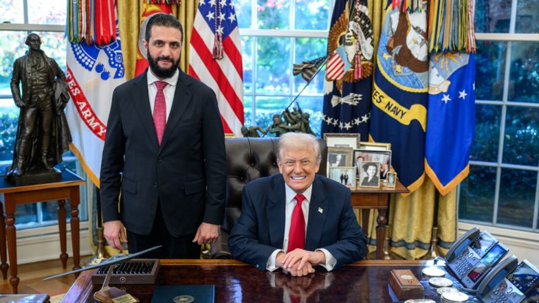 World News | Trump Hosts Syrian President Al-Sharaa at White House, Eases Caesar Act Sanctions