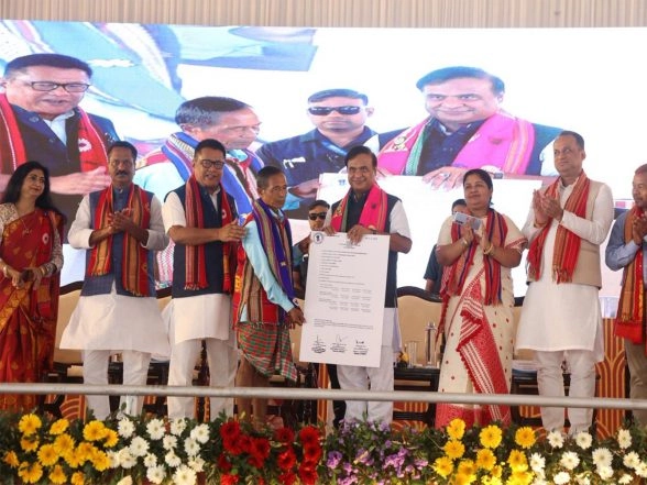 India News | Assam CM Sarma Hands over Land Title Certificates to 4,673 Tribal Families at Chhaygoan