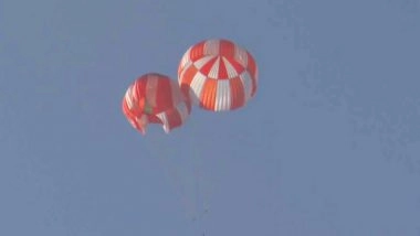 India News | ISRO Successfully Conducts Integrated Main Parachute Airdrop Test for Gaganyaan Mission