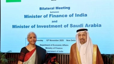 Business News | Sitharaman Meets Saudi Arabia's Minister of Investment, Discusses Early Conclusion of Bilateral Investment Treaty